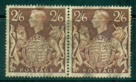 GB-1939-42-KGVI-2-6-Brown-Royal-Arms-Pair-FU-lot32738