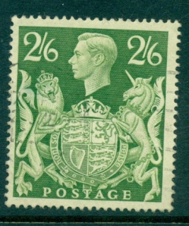 GB-1939-42-KGVI-2-6-green-Royal-Arms-FU-lot32753