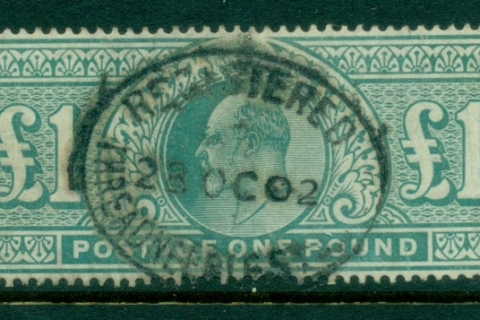 GB-1902-11-KEVII-Portrait-1-Pound-blue-green-FU
