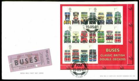 GB-2001-Buses-MS-FDC-lot21569