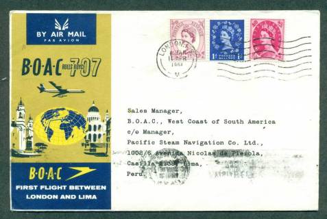 GB-1961-First-Flight-BOAC-London-Lima-11-Apr-61-lot42631