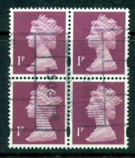 GB-1993-97-1p-Machin-Syncopated-Perfs-Block-4-FU-Lot24092