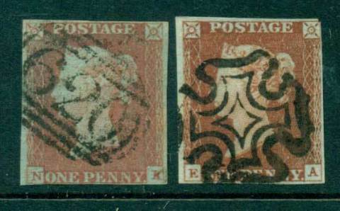 GB-1841-2x-1d-Red-Imperf-Blued-papers-FU-Lot26439