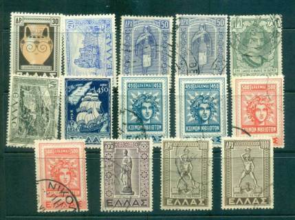 Greece-1947-48-Pictorials-Assorted-faults-MLH-FU-lot56166