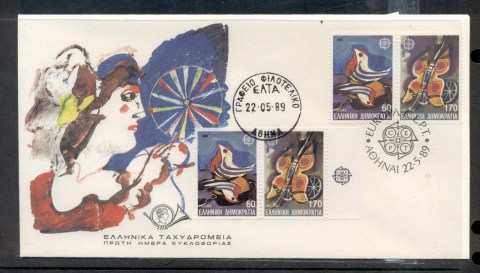 Greece-1989-Europa-Childrens-Play-booklet-FDC