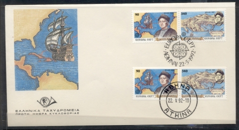 Greece-1992-Europa-Columbus-Discovery-of-America-booklet-FDC