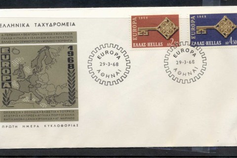 Greece-1968-Europa-Key-with-Emblem-FDC