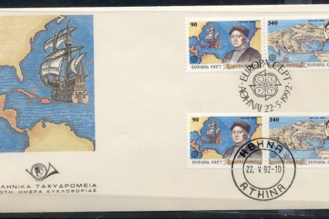 Greece-1992-Europa-Columbus-Discovery-of-America-booklet-FDC