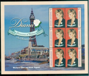 Grenada-Grenadines-1998 Princess Diana in Memoriam, Blackpool Tower MS