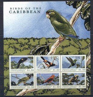 Grenada-Carriacou-Petite-Martinique-2000-Birds-of-the-Caribbean-sheetlet-MUH-2