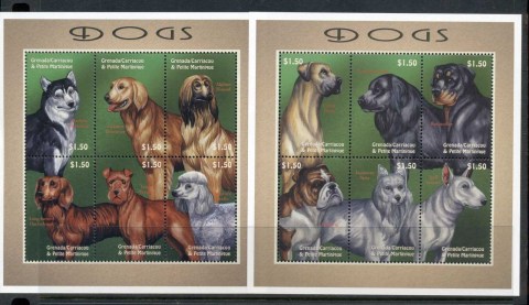 Grenada-Carriacou-Petite-Martinique-2000-Dogs-2x-sheetlet-MUH