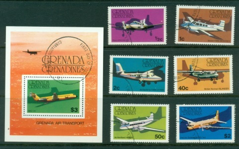 Grenada-Grenadines-1976-Airplanes-MS-CTO