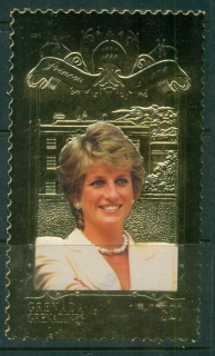 Grenada-Grenadines-1998-Princess-Diana-in-Memoriam-gold-foil-embossed-MUH