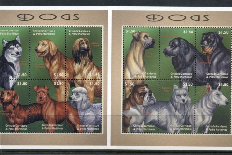 Grenada-Carriacou-Petite-Martinique-2000-Dogs-2x-sheetlet-MUH