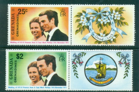 Grenada-Grenadines-1973-Royal-Wedding-Princess-Anne-labels-MUH-lot55096
