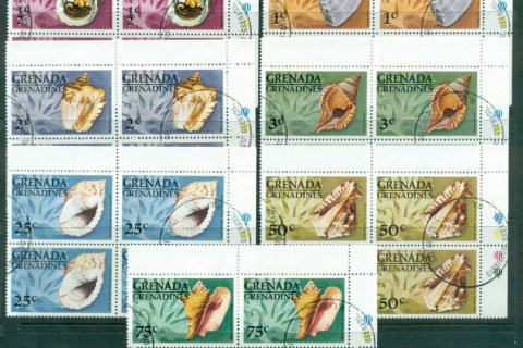 Grenada-Grenadines-1975-Shells-Blks4-CTO