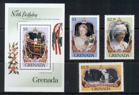 Grenada-1985 Queen Mother 85th Birthday + MS