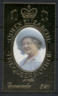 Grenada-1999 Queen Mother 100th Birthday gold foil embossed