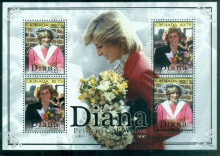 Grenada-2007 Princess Diana in Memoriam, 10th Anniv, Beauty & Bouquet MS