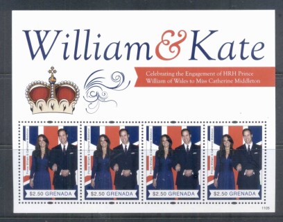 Grenada-2011 Royal Engagement William & Kate #1105 $2.50 MS