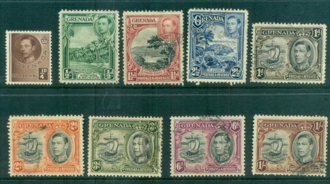 Grenada-1937-38-KGVI-Pictorials-Asst-FU-MH-lot79418