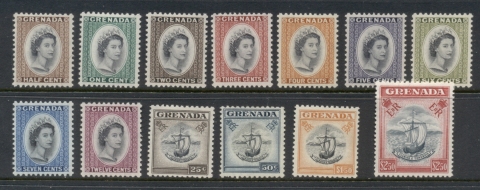 Grenada-1953-59-QEII-Portrait-ship-MLH-MLH