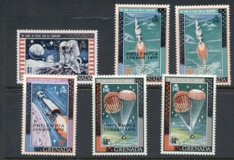 Grenada-1970-Philympia-Opts-on-Space-inc-2x-Albino-Opts-MLH