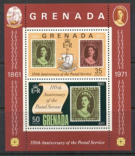 Grenada-1971-Postal-Service-110th-Anniversary-MS-MUH