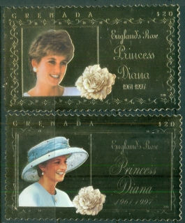 Grenada-1998-Princess-Diana-in-Memoriam-gold-foil-embossed-MUH