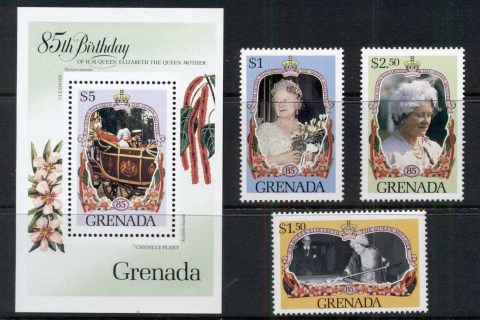 Grenada-1985 Queen Mother 85th Birthday + MS