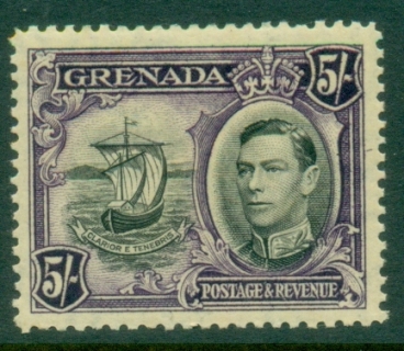 Grenada-1938-42-KGVI-Pictorial-5sh-Seal-of-the-Colony-Perf-13½x12½-MLH_1