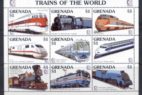 Grenada-1995-Trains-sheetlet-MUH