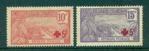 Guadeloupe-1915-17-Pictorials-Surch-Red-Cross-MLH-lot49443