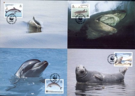 Guernsey-1990 WWF Guernsey Sea Life, Seal, Whale Maxicards