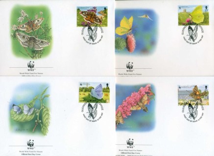 Guernsey-1997 WWF Butterfies & Moths 4x FDC