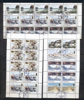 Guernsey-1984-85-Views-3x-booklet-panes-some-reinforced-separation-FU