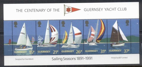 Guernsey-1991-Yacht-Club-Centenary-MS-MUH