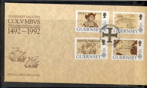 Guernsey-1992-Europa-Columbus-Discovery-of-America-FDC