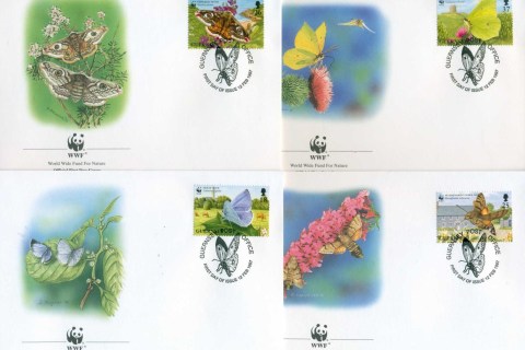 Guernsey-1997 WWF Butterfies & Moths 4x FDC