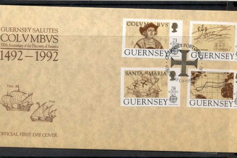 Guernsey-1992-Europa-Columbus-Discovery-of-America-FDC