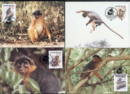 Guinea-Bissau-1992 WWF Western Red Colobus Monkey Maxicards