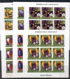 Guinea-Bissau-2004-Insects-Butterflies-Flowers-6x-sheetlets-IMPERF-MUH