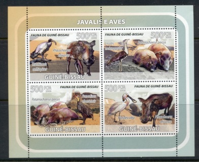 Guinea-Bissau-2008-Boars-Birds-MS-MUH