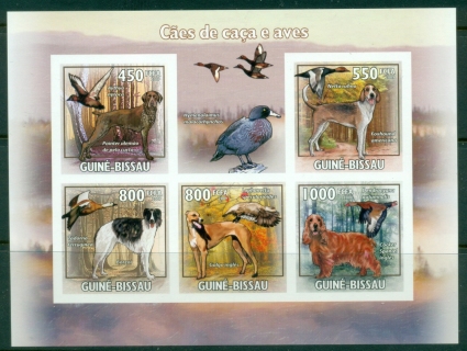 Guinea-Bissau-2009-Hunting-Dogs-Birds-MS-IMPERF-MUH
