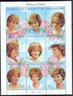 Guinee-1998 Princess Diana in Memoriam, Diana\'s Dazzling Smile MS