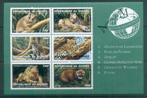 Guinee-1998-Endangered-Species-750fr-MS-MUH