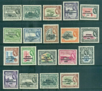 Guyana-1966-67-QEII-Pictorials-Opt-to-5-Asst-MH-FU-lot79333