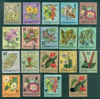 Guyana-1971-76-Flowers-faults-surch-Asst-FU-MH-lot79340