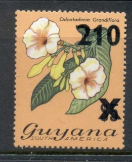 Guyana-1981-Surcharge-210c-on-5-Flower-MUH