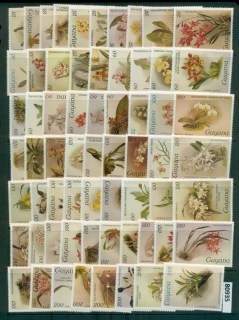 Guyana-1985-87-Orchids-Asst-64-MUH-lot80935